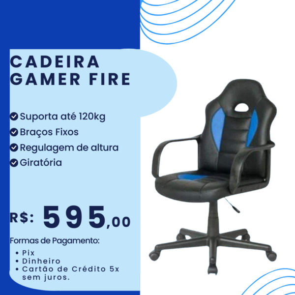 Cadeira Gamer Fire Azul