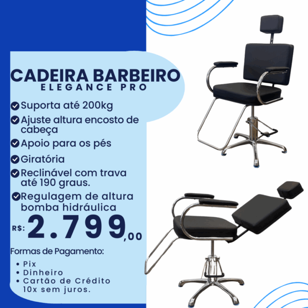 Cadeira Barbeiro - Elegance Pro