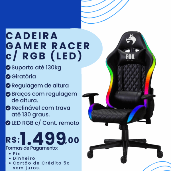 Cadeira Gamer Racer - Com LED
